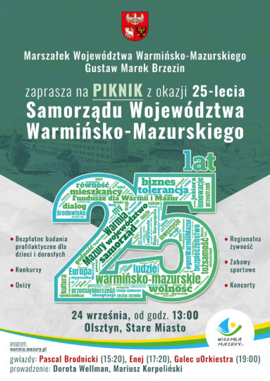 Plakat 25-lecia Samorządu Województwa Warmińsko – Mazurskiego